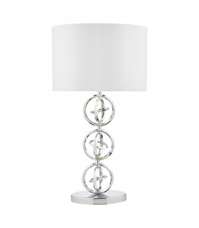 Table Lamp Polished Chrome with Ivory Round Drum Shade
