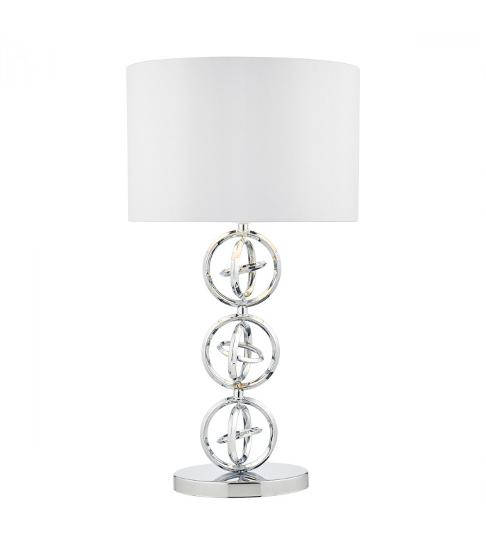 Table Lamp Polished Chrome with Ivory Round Drum Shade
