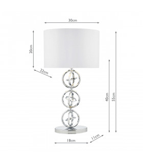 Table Lamp Polished Chrome with Ivory Round Drum Shade