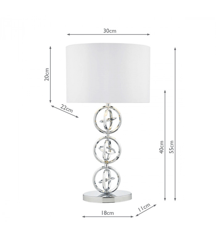 Table Lamp Polished Chrome with Ivory Round Drum Shade
