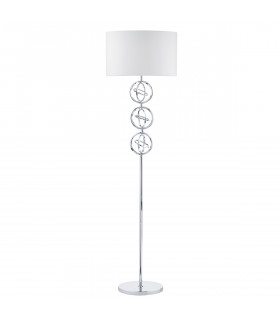 Floor Lamp Polished Chrome with Ivory Round Shade