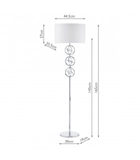 Floor Lamp Polished Chrome with Ivory Round Shade