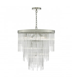 Pendant Light Polished Chrome & Clear Glass Rods, 7x E14