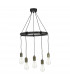 Pendant Light Rustic Wood Aged Brass Detail, 5x E27