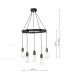 Pendant Light Rustic Wood Aged Brass Detail, 5x E27