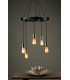 Pendant Light Rustic Wood Aged Brass Detail, 5x E27