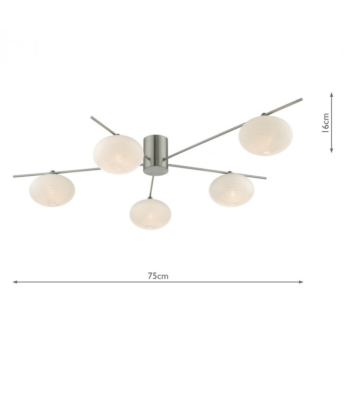 Semi Flush Ceiling Light Light Satin Nickel, 5x G9