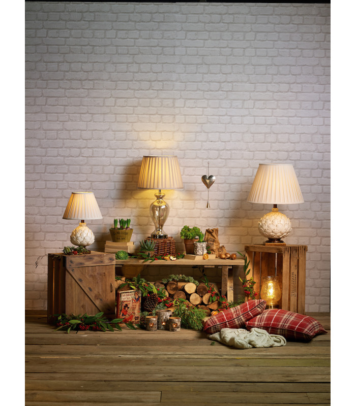 Small Table Lamp Cream With Round Tapered Shade