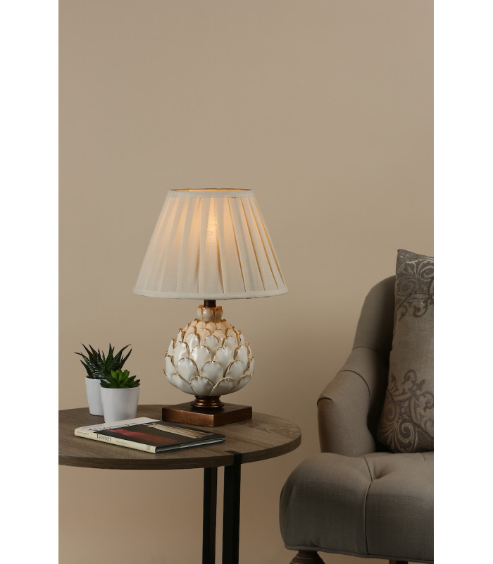 Small Table Lamp Cream With Round Tapered Shade