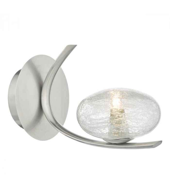 Wall Light Satin Chrome & Sugar Cane Glass, 1x G9