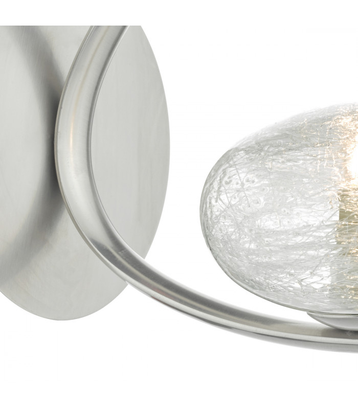 Wall Light Satin Chrome & Sugar Cane Glass, 1x G9
