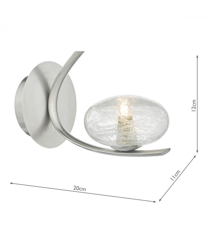 Wall Light Satin Chrome & Sugar Cane Glass, 1x G9