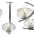 Semi Flush Ceiling Light Light Satin Chrome & Sugar Cane Glass, 5x G9