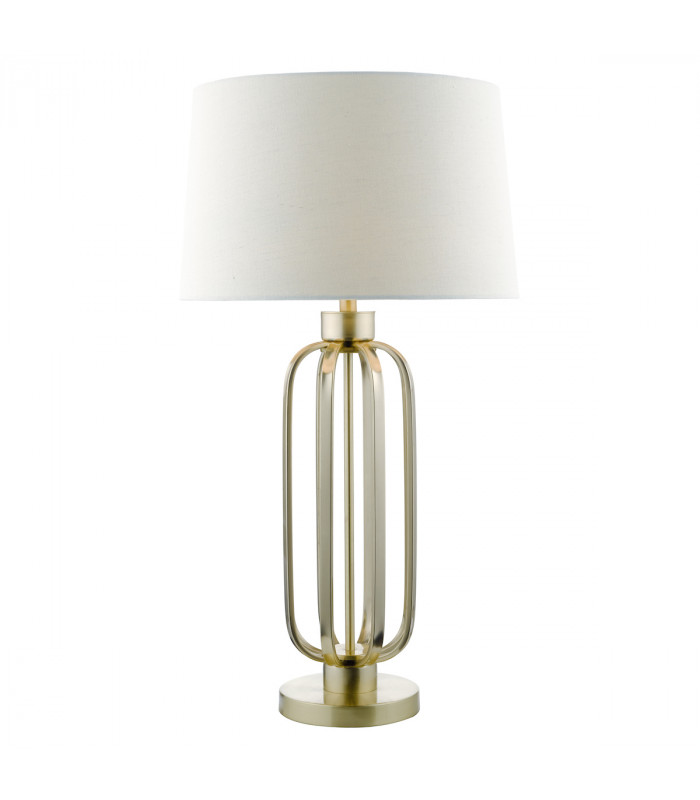 Table Lamp Satin Brass complete with Round Tapered Shade