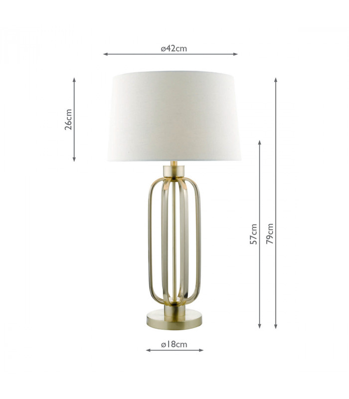 Table Lamp Satin Brass complete with Round Tapered Shade