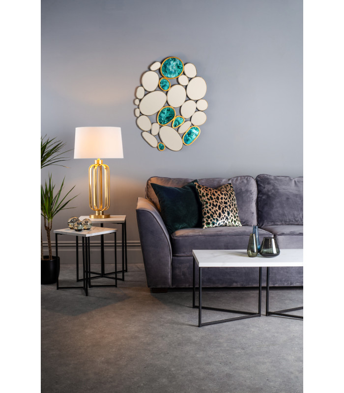 Table Lamp Satin Brass complete with Round Tapered Shade