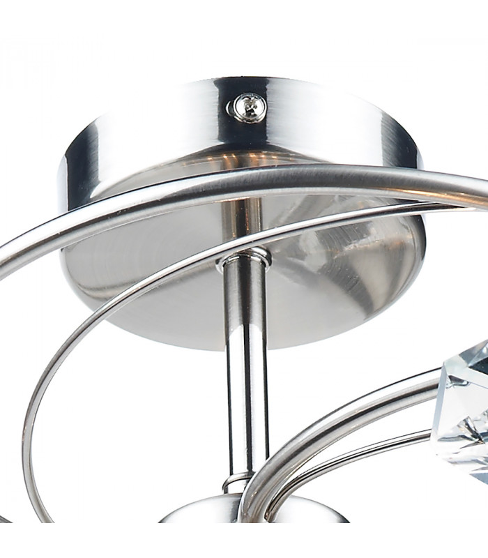 Semi Flush Ceiling Light Light Satin Chrome Crystal, 6x G9