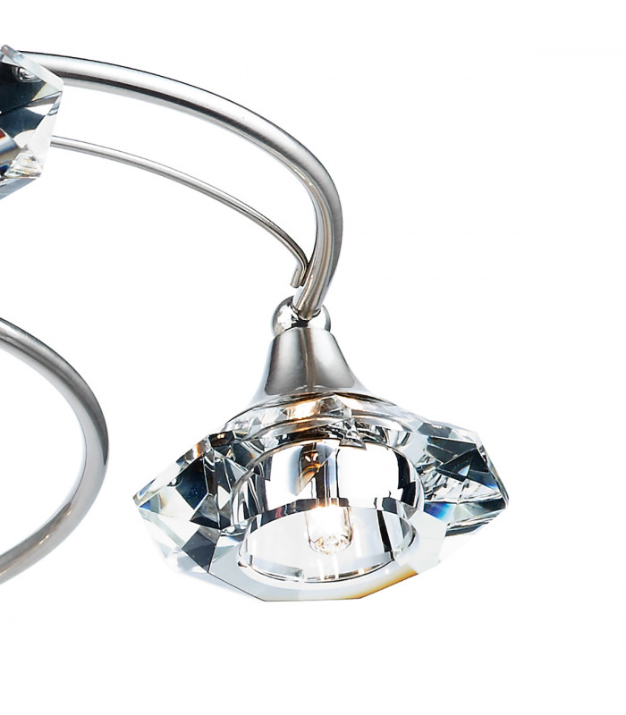 Semi Flush Ceiling Light Light Satin Chrome Crystal, 6x G9