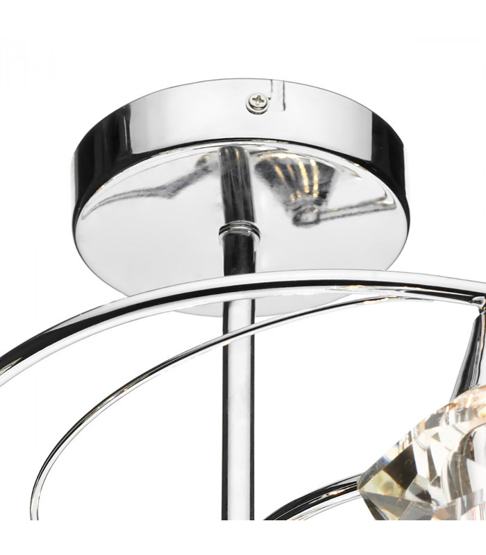 Semi Flush Ceiling Light Light Polished Chrome Crystal, 6x G9