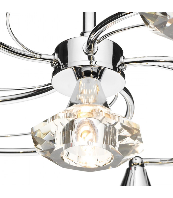 Semi Flush Ceiling Light Light Polished Chrome Crystal, 6x G9