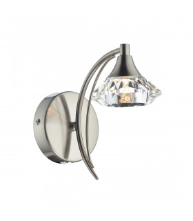 Single Wall Light Satin Chrome Crystal