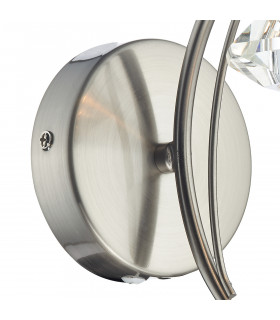 Single Wall Light Satin Chrome Crystal