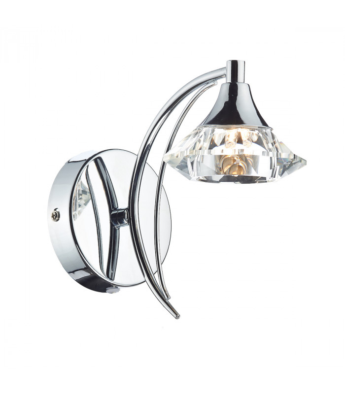 Single Wall Light Polished Chrome Crystal