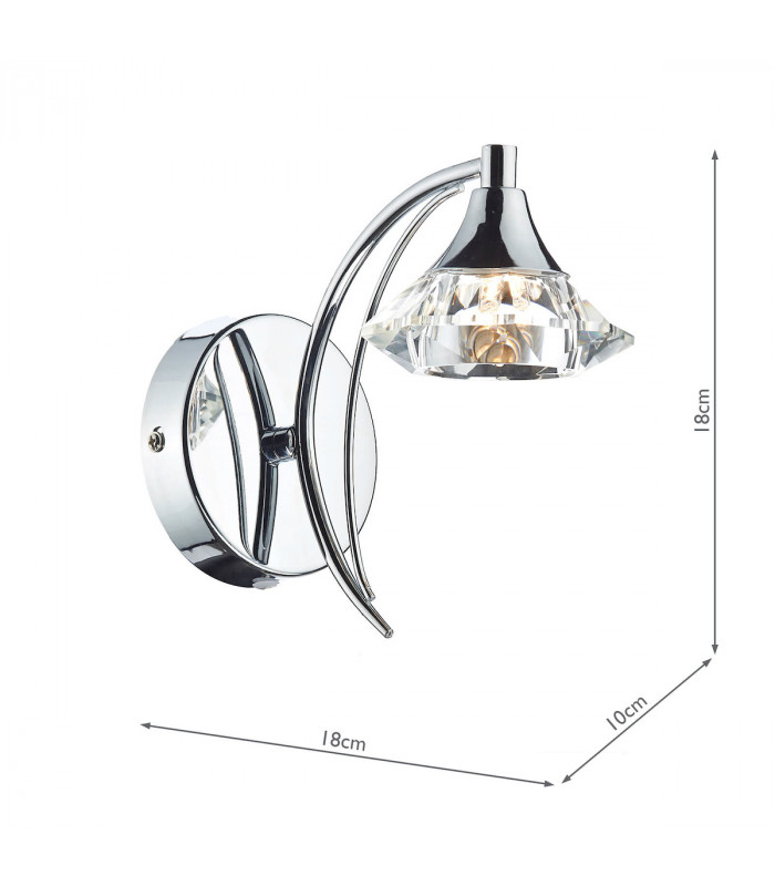 Single Wall Light Polished Chrome Crystal