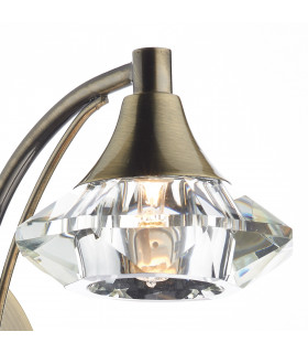 Single Wall Light Antique Brass Crystal
