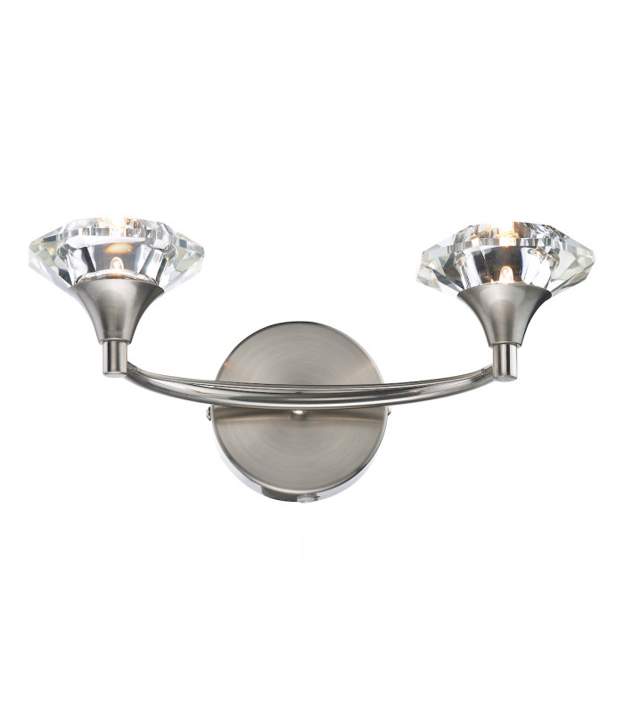 Double Wall Light Satin Chrome Crystal