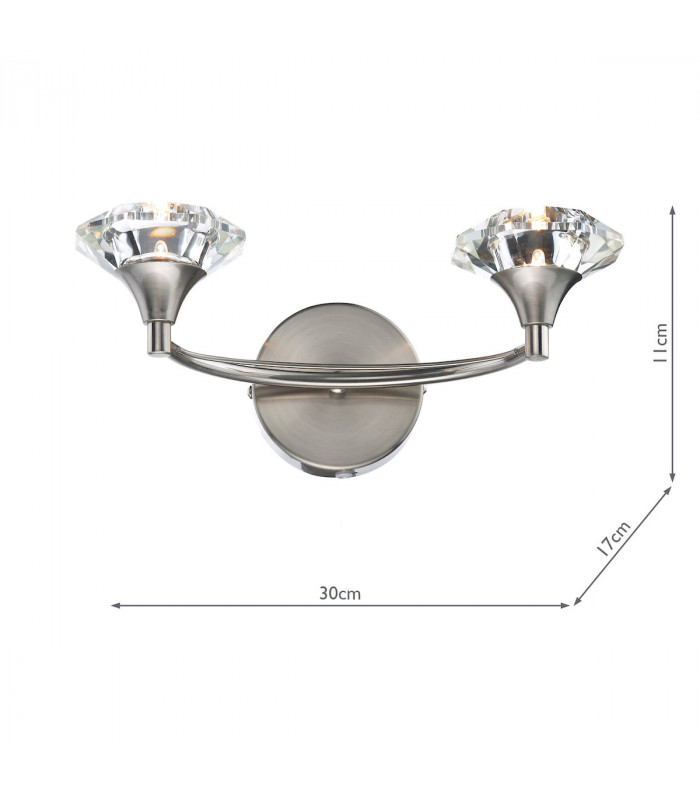 Double Wall Light Satin Chrome Crystal