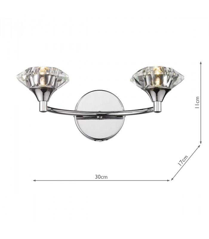 Double Wall Light Polished Chrome Crystal