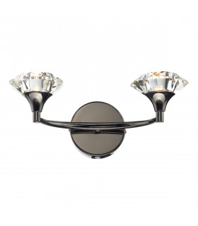 Double Wall Light Black Chrome Crystal