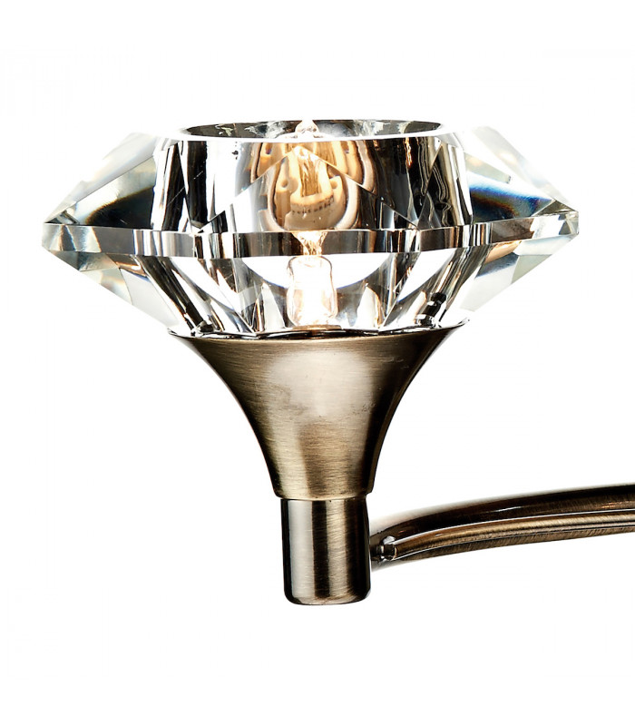 Double Wall Light Antique Brass Crystal