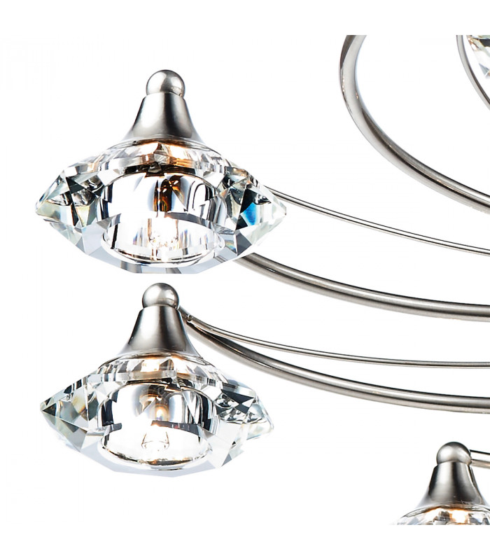 Semi Flush Ceiling Light Light Satin Chrome Crystal, 10x G9