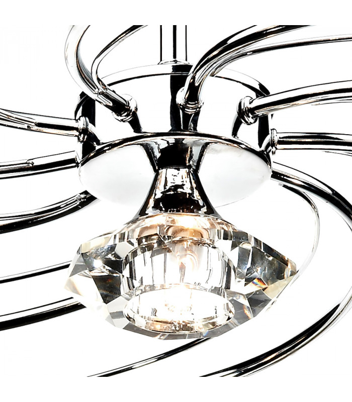 Semi Flush Ceiling Light Light Polished Chrome Crystal, 10x G9