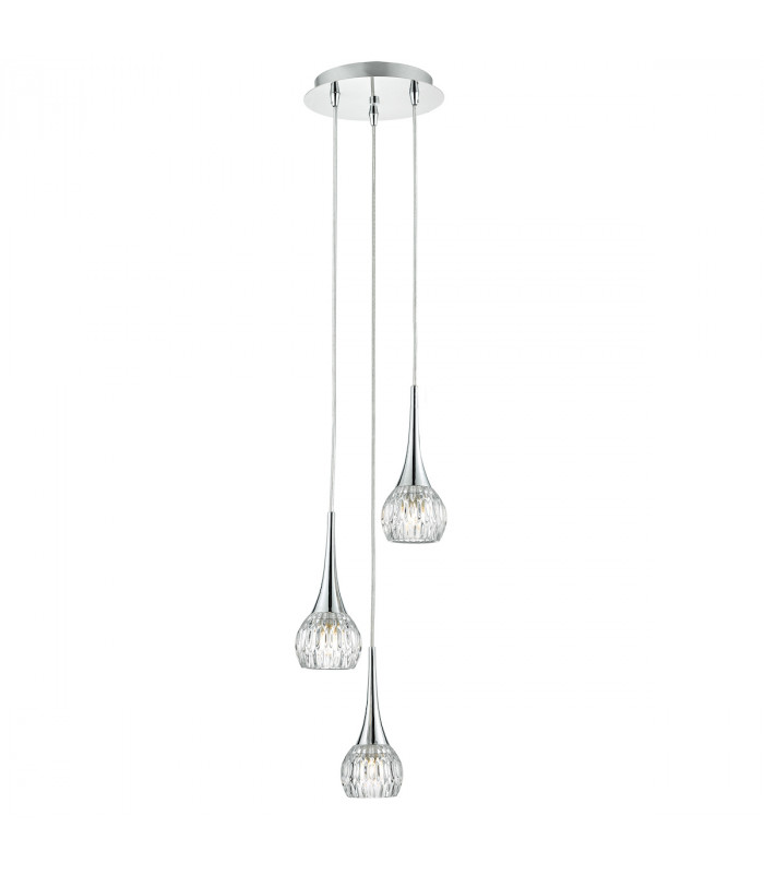 Spiral Polished Chrome & Decorative Glass, 3x G9