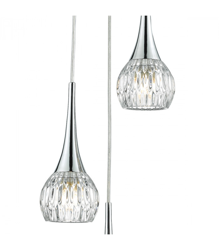 Spiral Polished Chrome & Decorative Glass, 3x G9
