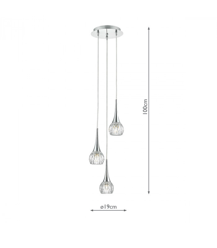 Spiral Polished Chrome & Decorative Glass, 3x G9