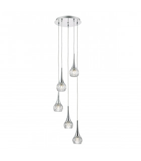 Spiral Polished Chrome & Decorative Glass, 5x G9