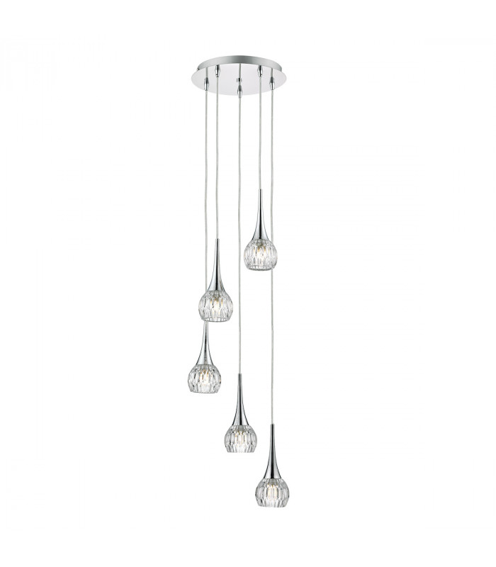 Spiral Polished Chrome & Decorative Glass, 5x G9