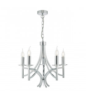 Pendant Light Polished Chrome & Crystal, 5x E14