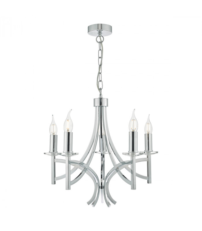 Pendant Light Polished Chrome & Crystal, 5x E14