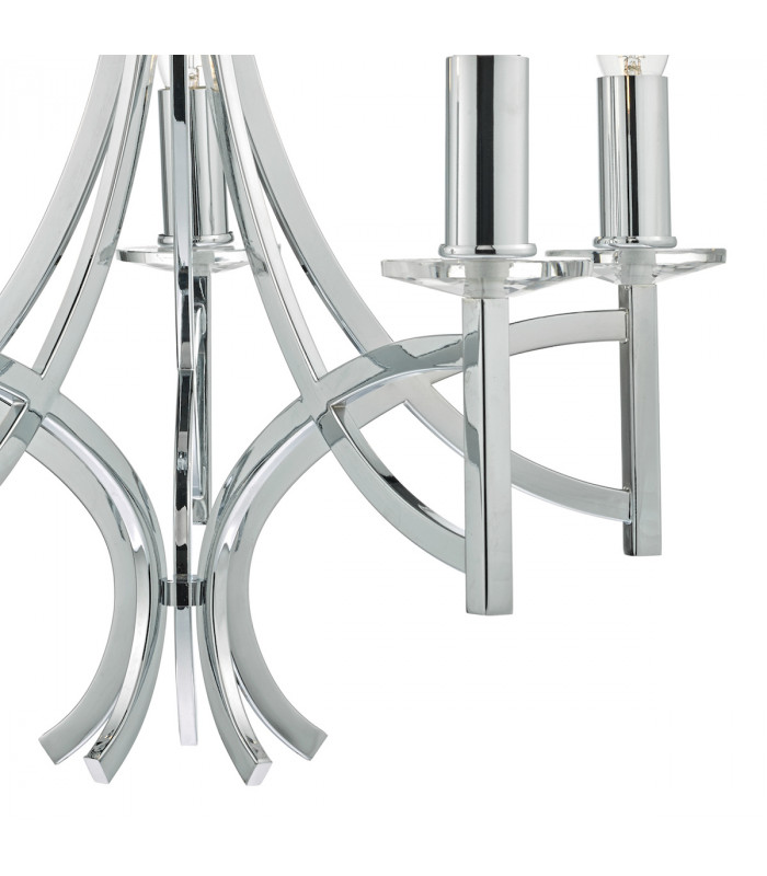 Pendant Light Polished Chrome & Crystal, 5x E14