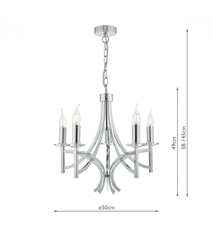 Pendant Light Polished Chrome & Crystal, 5x E14