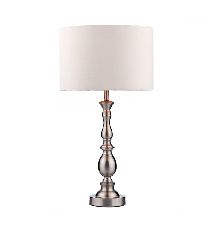 Ball Table Lamp Satin Chrome complete with Round Drum Shade