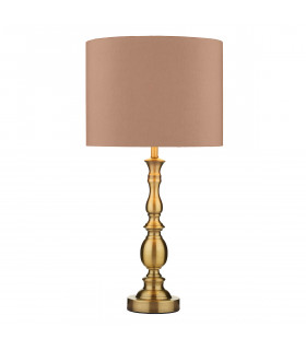 Ball Table Lamp Antique Brass complete with Round Drum Shade