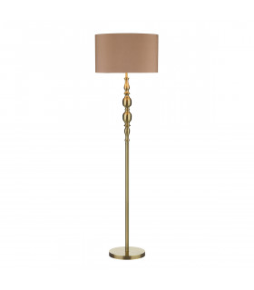 Ball Floor Lamp complete with Round Shade Antique Brass