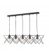 Wire Frame Bar Pendant Light Black & Bright Copper Detail, 5x E27