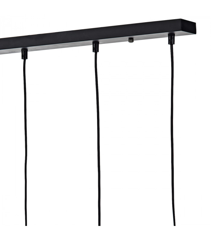 Wire Frame Bar Pendant Light Black & Bright Copper Detail, 5x E27